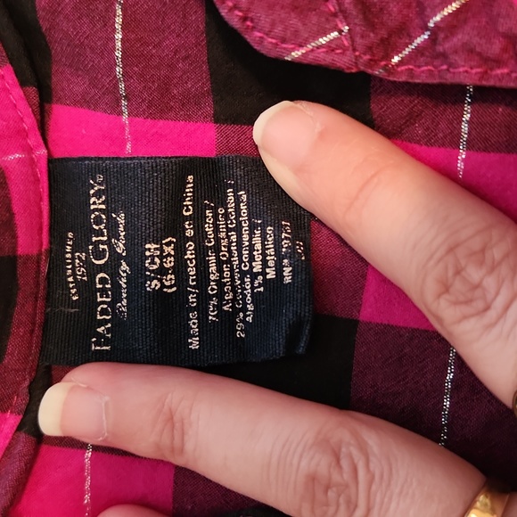 Faded Glory Checked top Black and dark pink - Picture 2 of 4